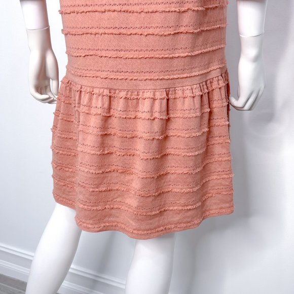 Hatch Maternity The Layla Fringe Drop Waist V Neck Dress in Clay Pink Size 0 XS - Picture 11 of 13